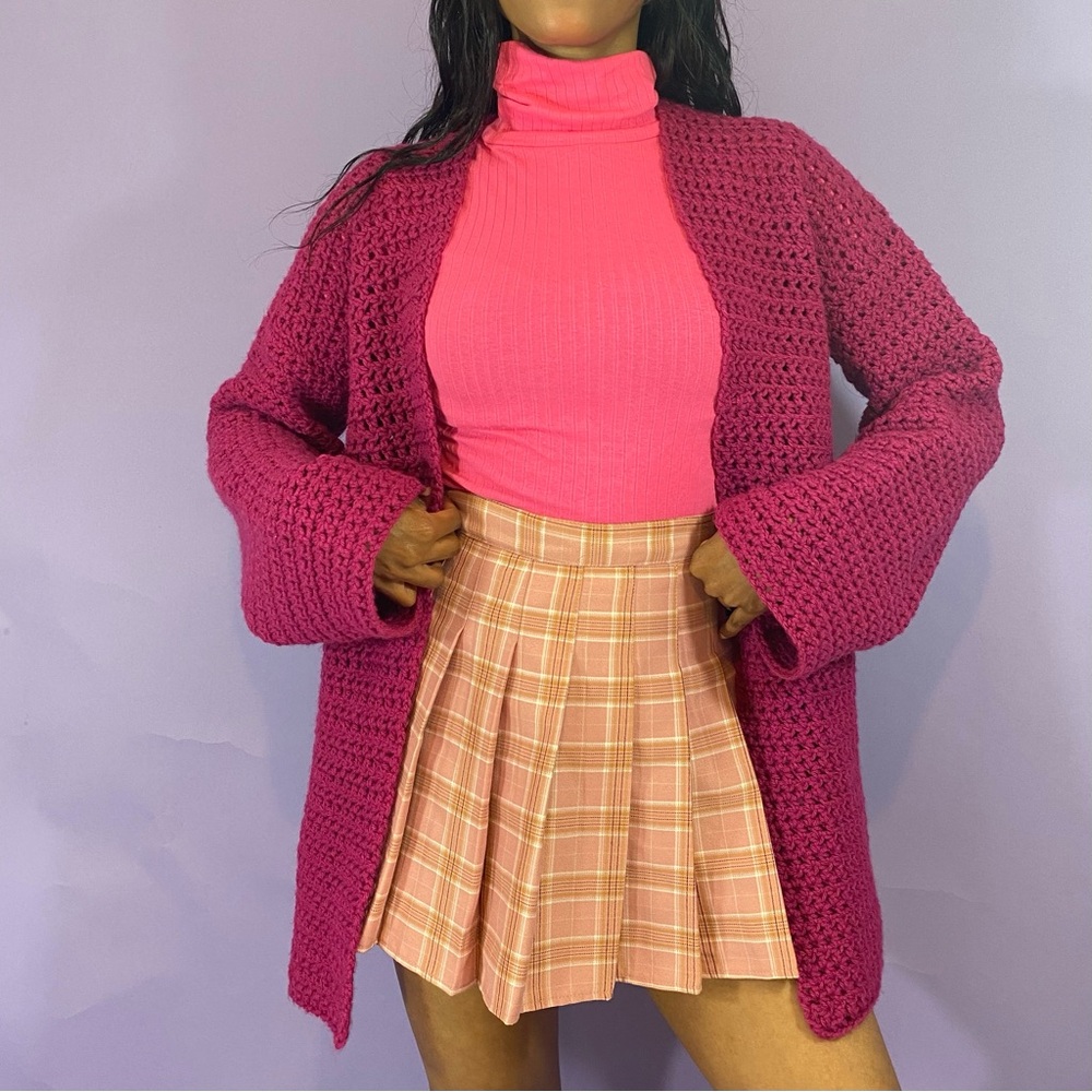 Pink bell sleeve cardigan